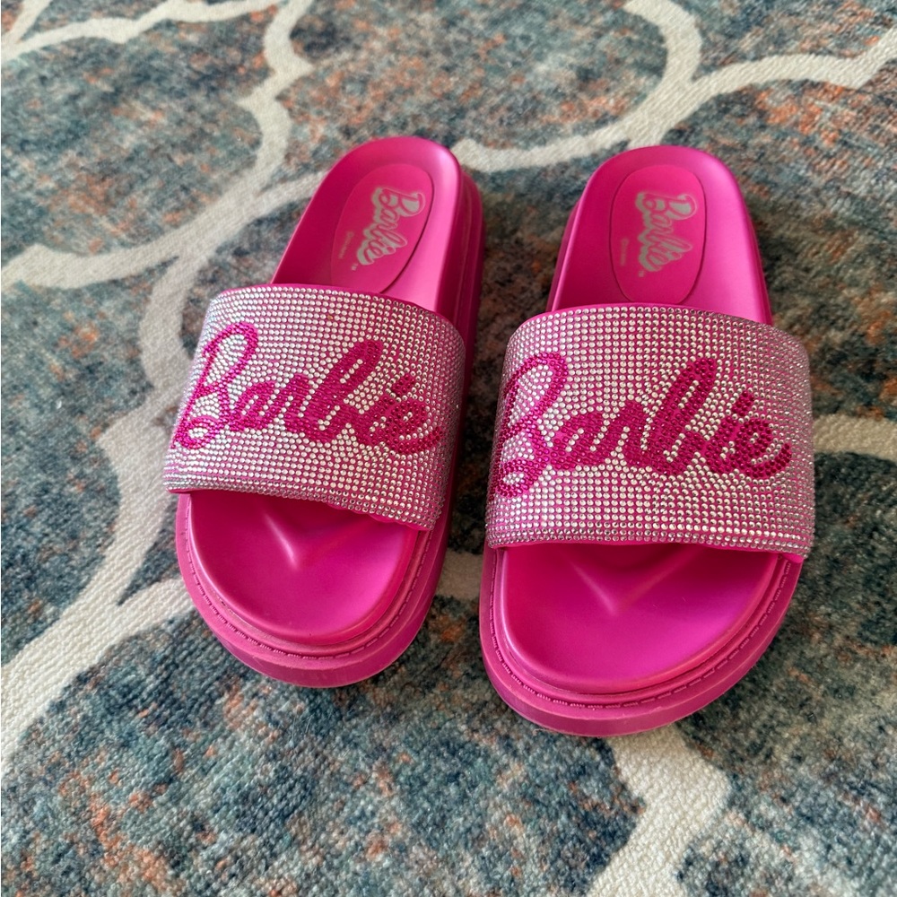 Barbie Pink Womens Slide Sandals